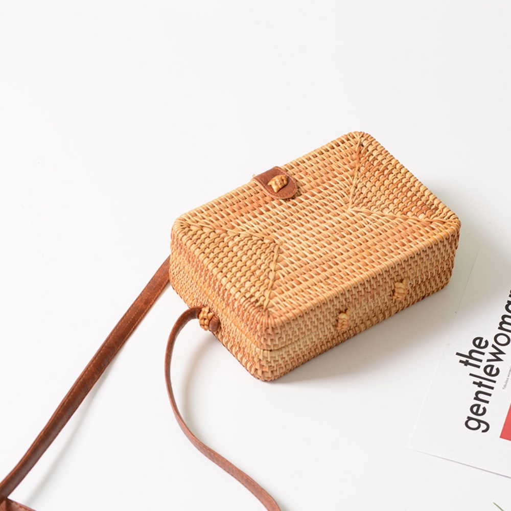 Golden Torch - Bamboo Straw Shoulder Bag - Picture 6 of 8